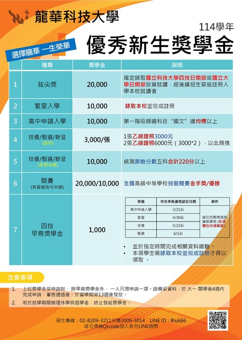 優秀新生獎學金圖片