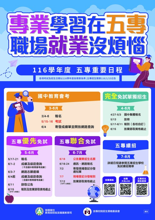 116五專重要時程表